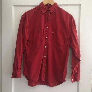 Vintage Levis Red Cotton Button Down Small / S